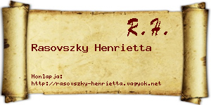 Rasovszky Henrietta névjegykártya