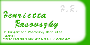 henrietta rasovszky business card